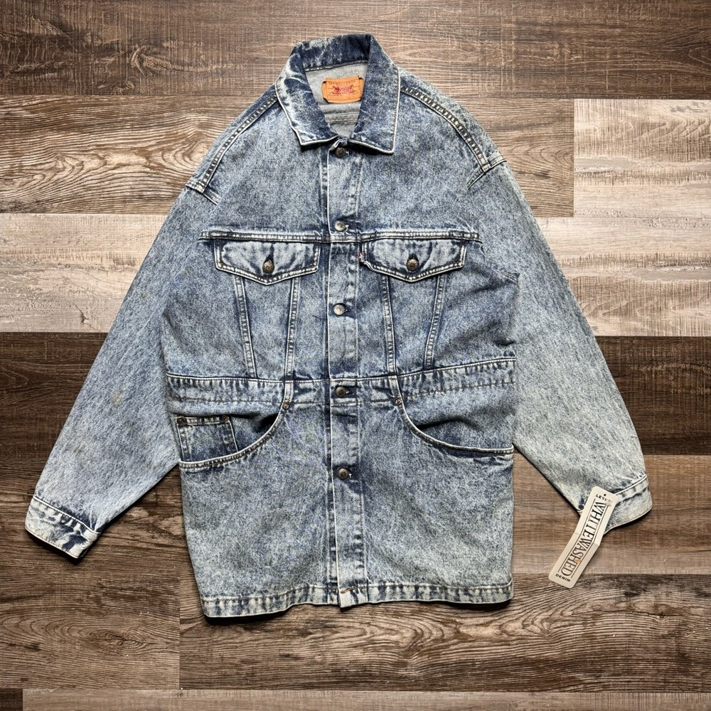 NWT USA 80s Vintage Levi's Acid wash Chore Jacket Medium Denim 75075-0219